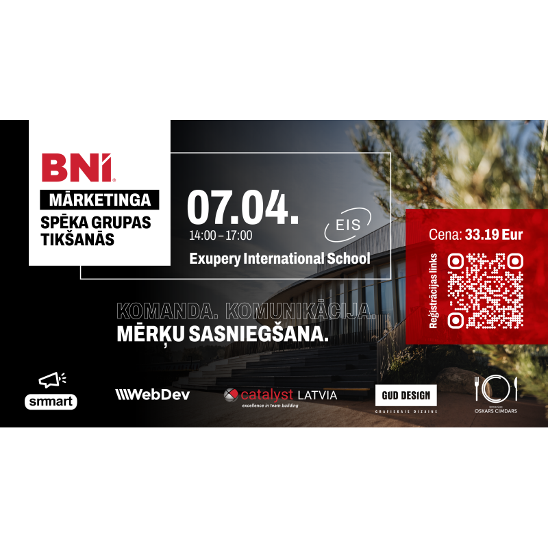 Dalība uzņēmēju pasākumā - BNI Mārketinga un Pasākuma spēka grupas tikšanās